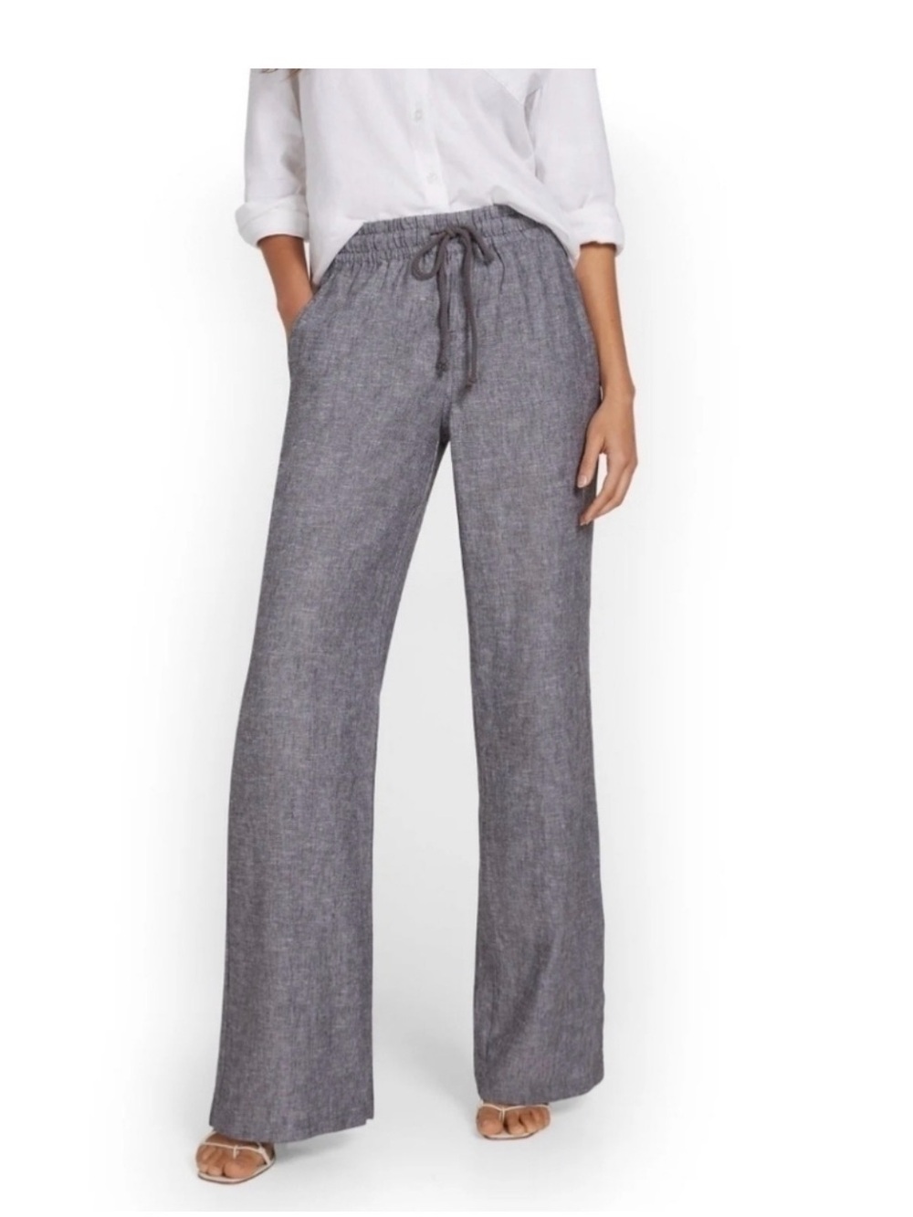 NWT Croft & Barrow heather grey linen straight leg relaxed pant size medium